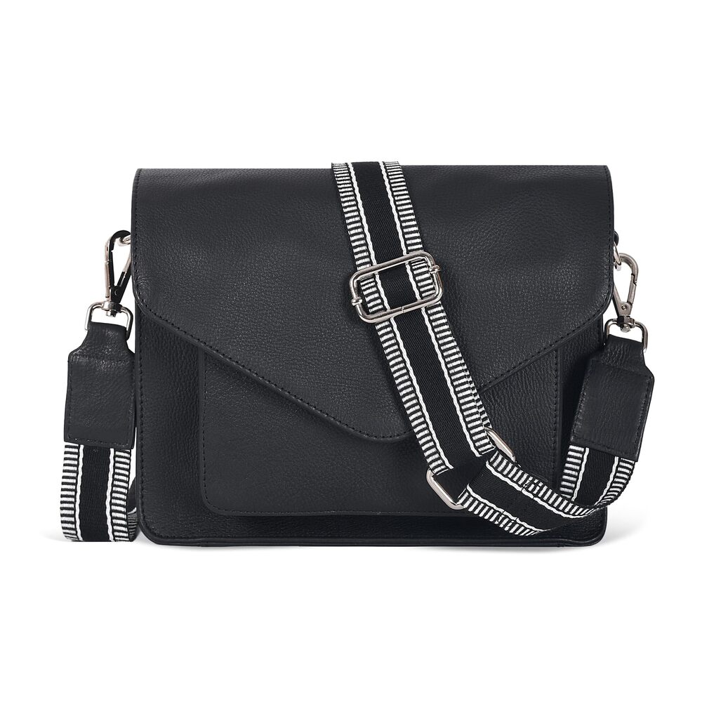 2456 Leather Flapover Crossbody Handbag Purse with Adjustable Strap &